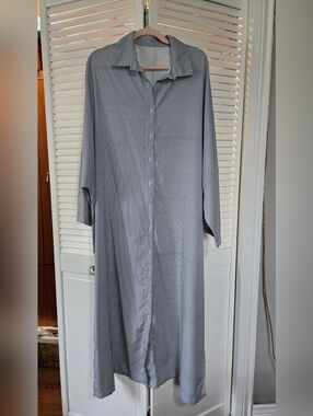 Classic And Timeless Blue And White Striped Button-Front Maxi Dress